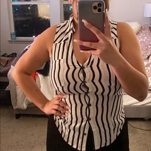 Black and white strip tee